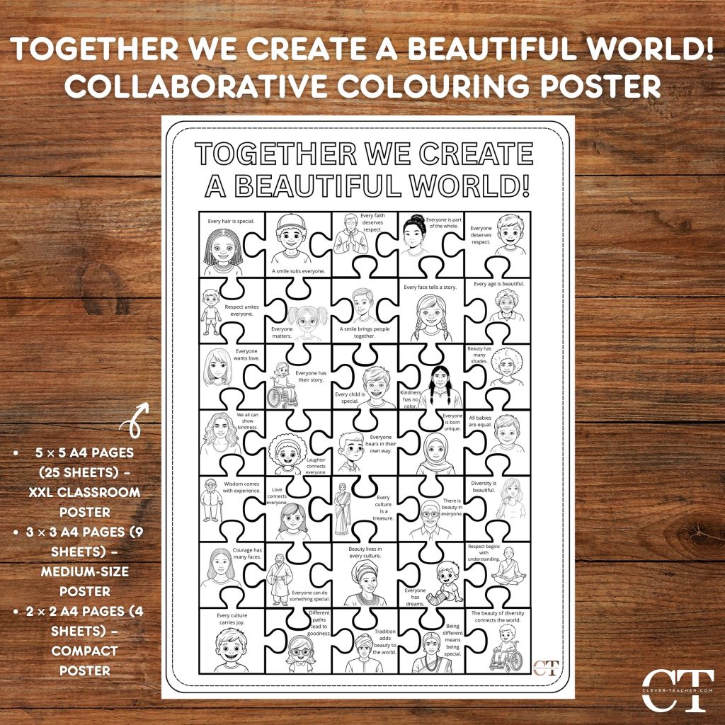 Values Collaborative Colouring Activity Collaborative Colouring Poster o Tolerance - Clever Teacher