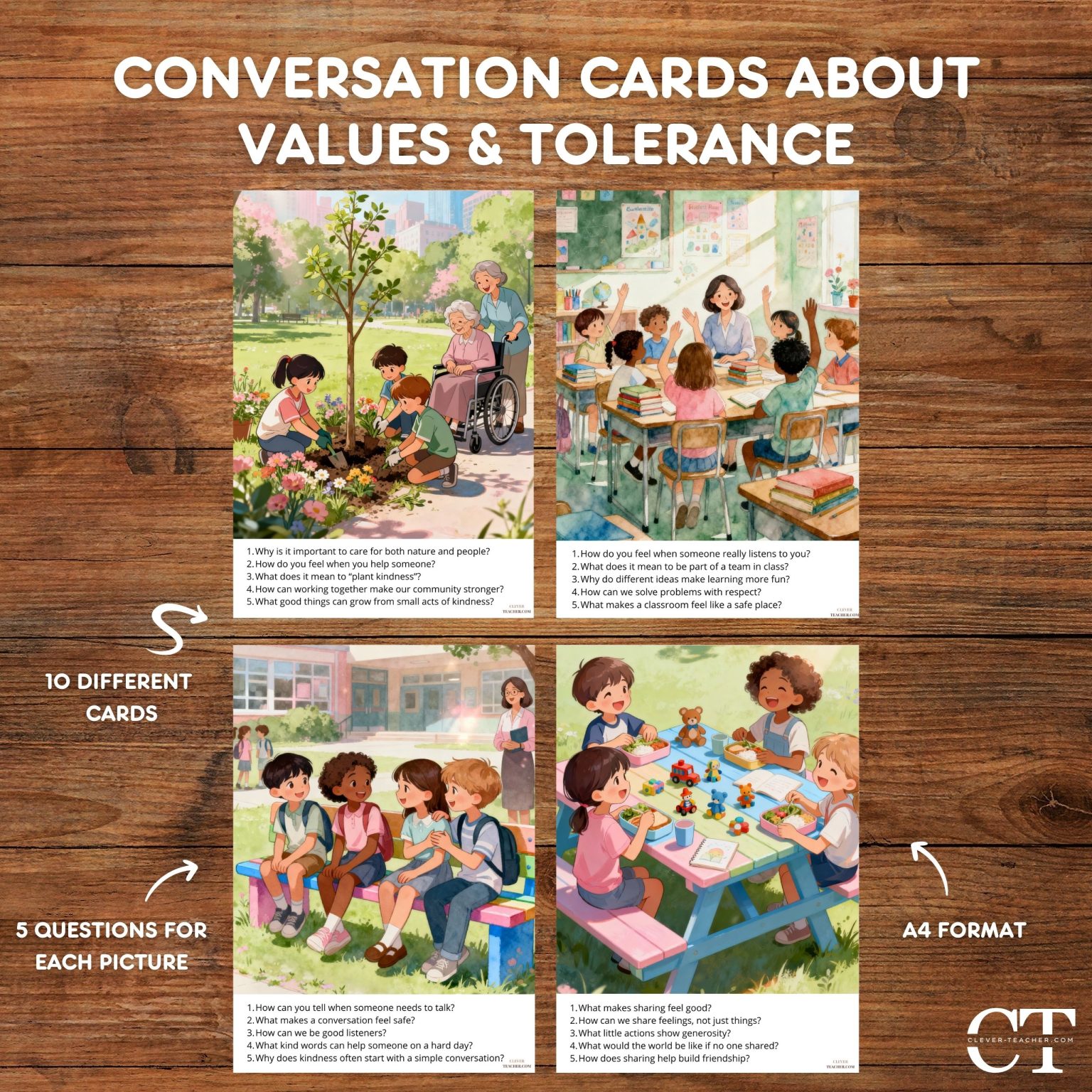 Values Led Conversation Conversation Cards About Values & Tolerance - Clever Teacher
