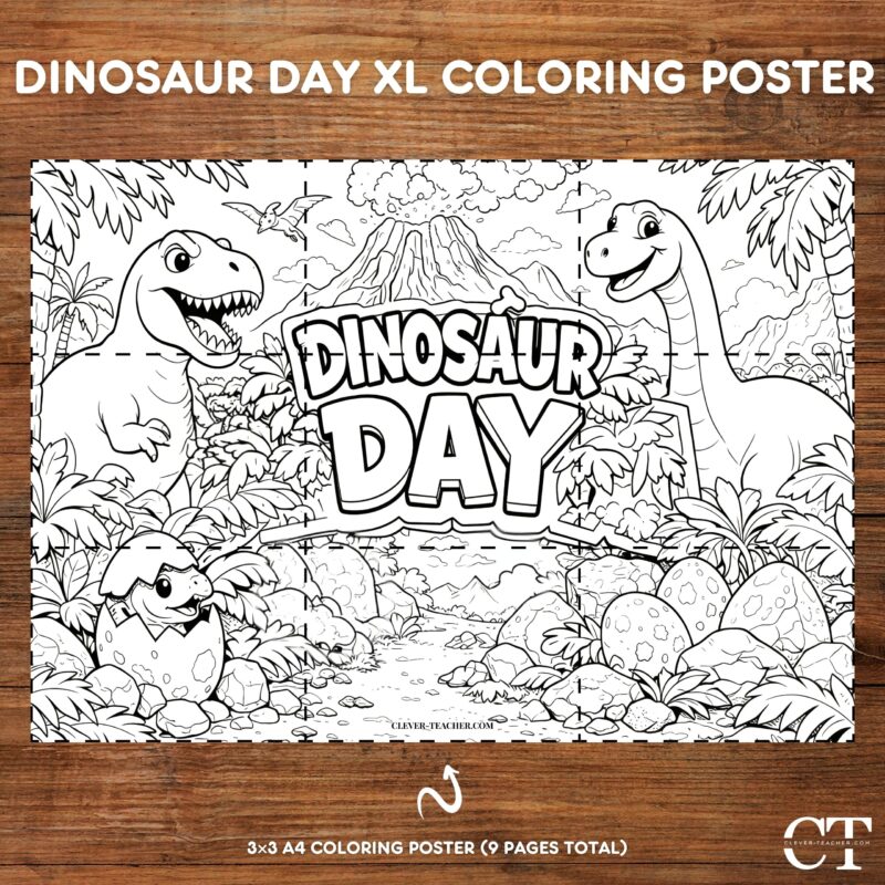 Dinosaur Day XL Coloring Poster