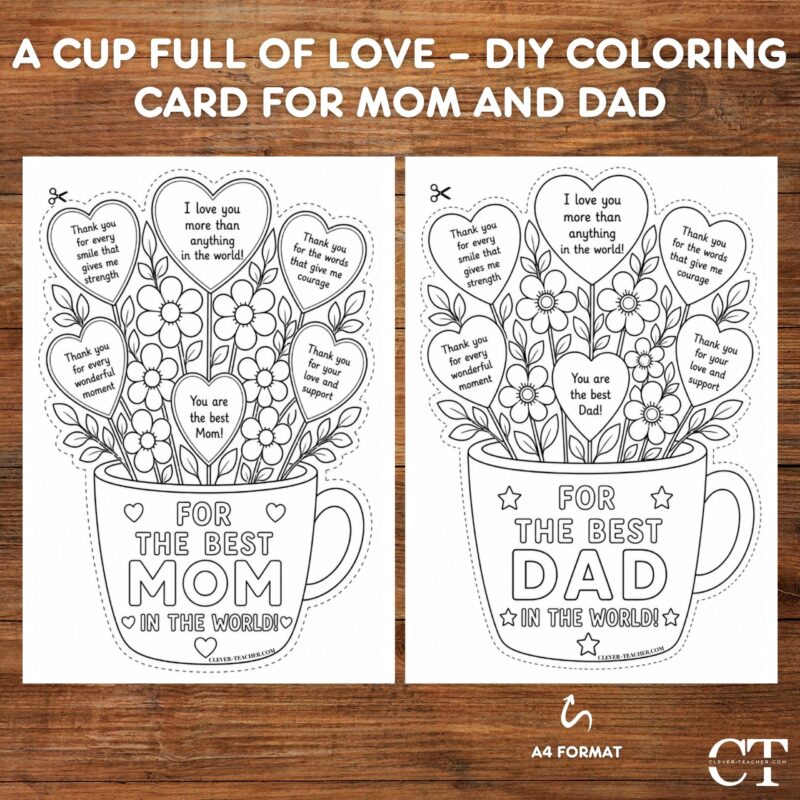 A Cup Full of Love – DIY Coloring Card for Mom and Dad