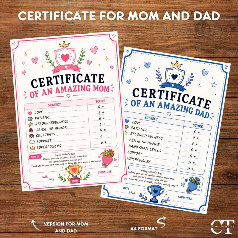 Certificate for Mom and Dad