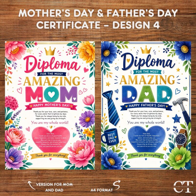 Mother’s Day & Father’s Day Certificate – Design 4